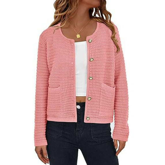 WXLWZYWL Open Front Cardigan Sweaters for Women Lightweight Button Down Long Sleeve Casual Cute Knitted Shirts with Pockets
