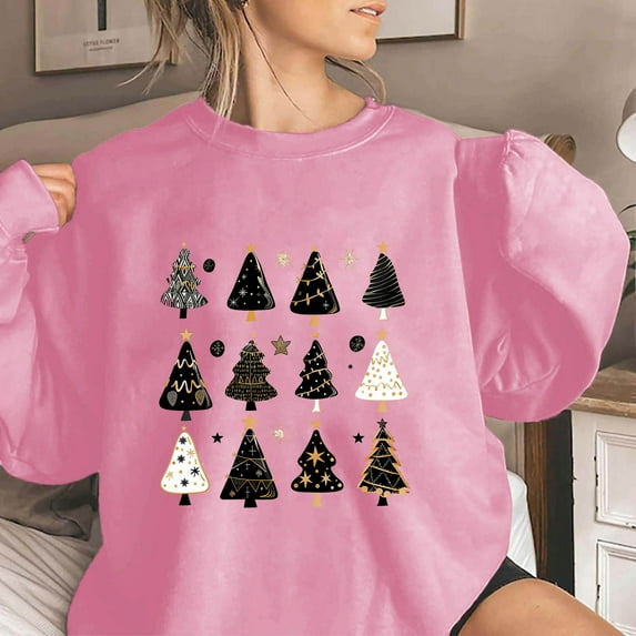 WXLWZYWL Oversized Christmas Sweatshirts for Women 2024 Ugly Christmas Sweaters Cute Reindeer Graphic Crewneck Pullover Tops