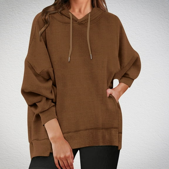 WXLWZYWL Oversized Hoodies for Women Womens Preppy Sweatshirts Fall Drawstring Hooded Solid Pullovers Loose Y2K Pocket Hoodies 2024