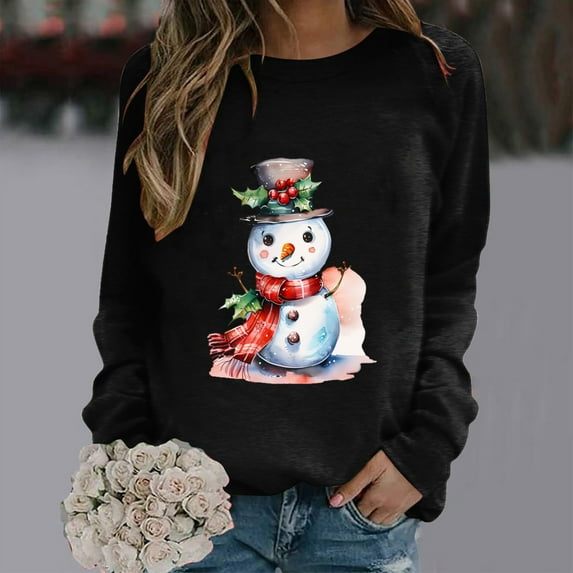 WXLWZYWL Oversized Sweatshirts for Women Long Sleeve Crewneck Pullover Xmas 3D Graphic Ugly Sweater Santa Shirts Funny Gifts