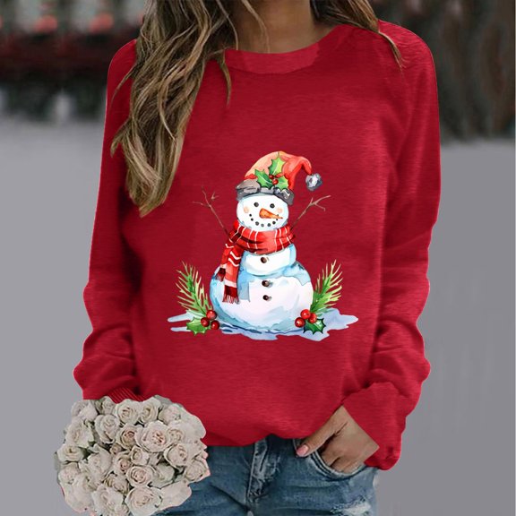 WXLWZYWL Oversized Sweatshirts for Women Long Sleeve Crewneck Pullover Xmas 3D Graphic Ugly Sweater Santa Shirts Funny Gifts