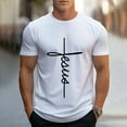 thumbnail image 1 of WXLWZYWL PLus Size T Shirts for Men Round Neck Short Sleeve Go All Out Adult Printed Jesus Script Letters Cross Christian Deluxe Soft Loose Casual Graphic T-Shirts, 1 of 4