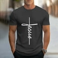 thumbnail image 1 of WXLWZYWL PLus Size T Shirts for Men Round Neck Short Sleeve Go All Out Adult Printed Jesus Script Letters Cross Christian Deluxe Soft Loose Casual Graphic T-Shirts, 1 of 4