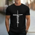 thumbnail image 1 of WXLWZYWL PLus Size T Shirts for Men Round Neck Short Sleeve Go All Out Adult Printed Jesus Script Letters Cross Christian Deluxe Soft Loose Casual Graphic T-Shirts, 1 of 4