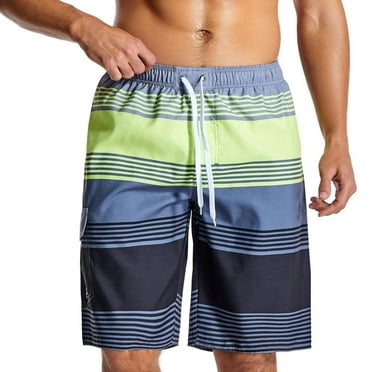 WXLWZYWL Plus Size Clearance Mens Beach Shorts 11 Inch Inseam Gardient Print Drawstring Elastic Waisted Casual Summer Beach Shorts Swim Trunks Quick Dry Swim Board Shorts