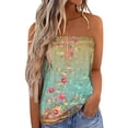 thumbnail image 1 of WXLWZYWL Plus Size Womens Summer Tube Tops Strapless Striped Tanks Backless Casual Bandeau Sleeveless Shirts Off Shoulder Floral Printing Blouses, 1 of 4
