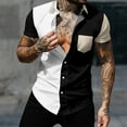 thumbnail image 1 of WXLWZYWL Plus Size Men' s Summer T Shirts Clearance Short Sleeve Button Down Colorblock Short Sets 2 Piece Tracksuit Casual Shirt Beach Vacation Outfits with Front Pocket White S, 1 of 6