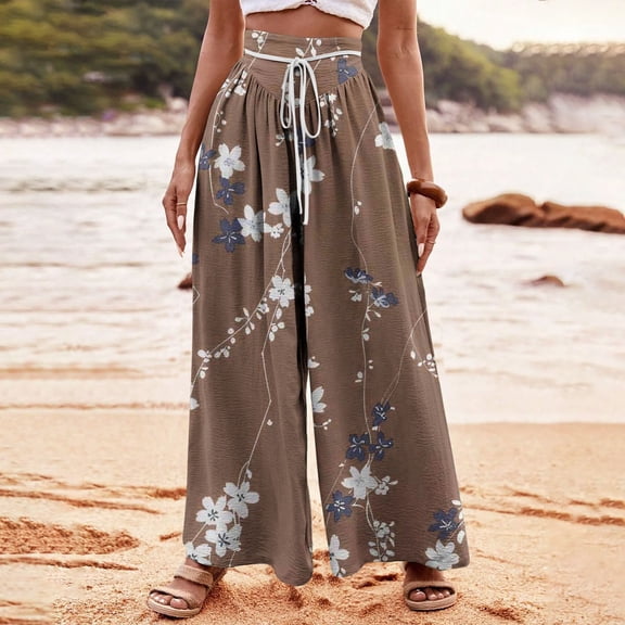 WXLWZYWL Plus Size Wide Leg Pants for Women Striped High Waisted Baggy Drawstring Lightweight Loose Fit Flare Leggings Sweatpants