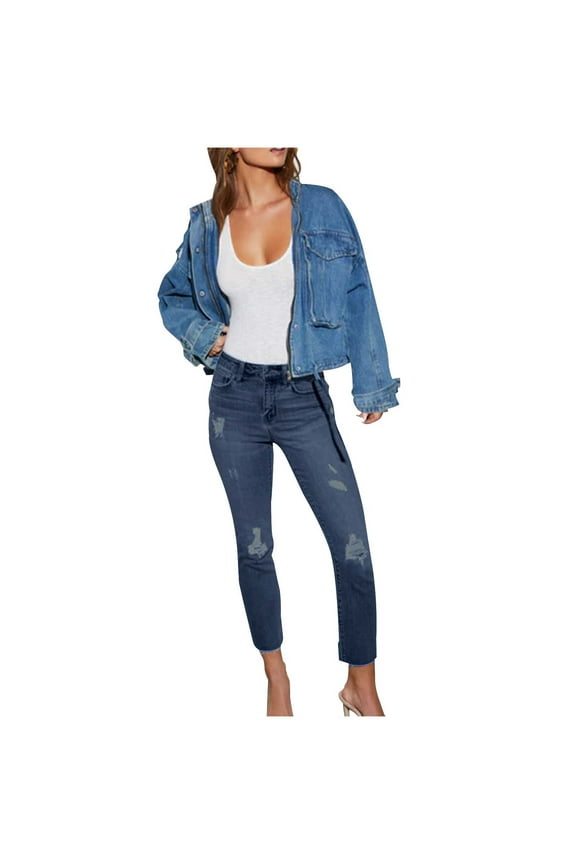 Ripped Wide Leg Jeans for Women Mom Baggy Straight Leg Stretchy Boyfriend Trendy Trouser Denim Pants