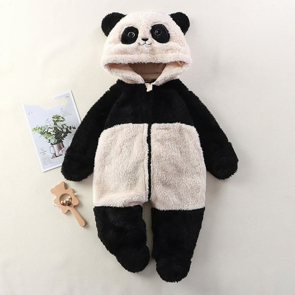 WXLWZYWL Saving Winter Newborn Baby Jumpsuit Hooded Fleece Rompers Long Sleeve Onesies Outwear Outfits Snowsuit Winter Onesie Cartoon Bear Warm Hooded Outfits for Girls Boys
