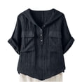 thumbnail image 1 of WXLWZYWL Short Sleeve Hoodie for Women V-Neck Shirt Summer Casual Roll up Blouse Tunics Tops, 1 of 6