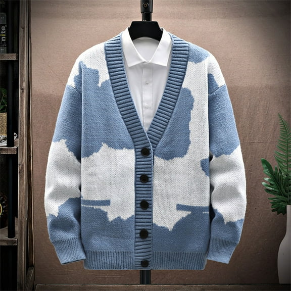 WXLWZYWL Stylish Men Knitted Cardigan Jacket Slim Long Sleeve Casual Sweater Coat Blazer Cardigan Sweaters Unisex Outwear Knitted Coats
