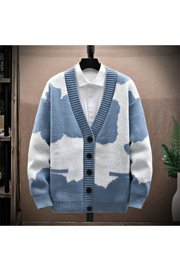 Stylish Men Knitted Cardigan Jacket Slim Long Sleeve Casual Sweater Coat Blazer Cardigan Sweaters Unisex Outwear Knitted Coats