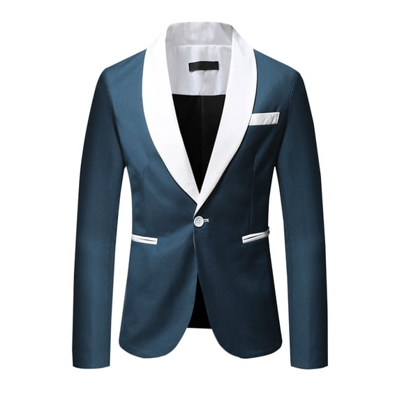 WXLWZYWL Suit Jackets for Men Slim Fit Men's Tuxedo Jacket Wedding Formal Blazer Jacket One Button Lapel Suits for Prom Dinner Party