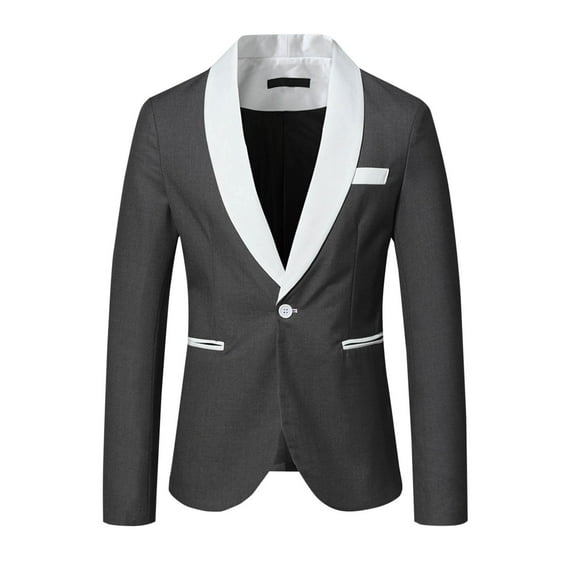 WXLWZYWL Suit Jackets for Men Slim Fit Men's Tuxedo Jacket Wedding Formal Blazer Jacket One Button Lapel Suits for Prom Dinner Party