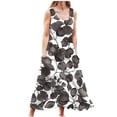 thumbnail image 1 of WXLWZYWL Summer Dress 2023 Clearance Women'S Casual Round Neck Beach Pockets Sleeveless Printed Dress Gray, 1 of 4