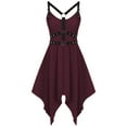 thumbnail image 1 of WXLWZYWL Summer Dress Women'S Gothic Punk Dress Strap Style Sleeveless off Shoulder Mid Length Dress Red, 1 of 4