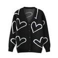 thumbnail image 1 of WXLWZYWL Sweaters for Women Women'S Clothing Can Wear New Knitwear All the Year Round Valentine'S Day Sweater Love Short Cardigan Sweater Coat Black, 1 of 5