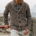 thumbnail image 1 of WXLWZYWL Sweaters for Men Mens Cable Knit Cardigan Sweater Button Down Shawl Collar Loose Fit Long Sleeve Casual Cardigans, 1 of 3