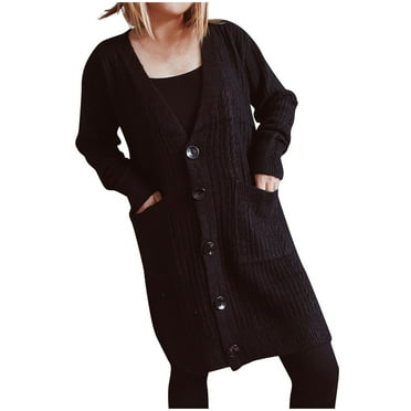 WXLWZYWL Sweaters for Women Clearance Women Casual V-Neck Long Sleeve Autumn Sweater Cardigan Blouse Tops Black