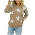 thumbnail image 1 of WXLWZYWL Sweaters for Women Women'S Sweater Coat Top V-Neck Loose Long Sleeve Splicing Coat Khaki, 1 of 6