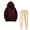 thumbnail image 1 of WXLWZYWL Sweatshirt for Women Clearance Plus Size Women'S Fall Winter Outfits Sports Tracksuits Long Sleeve Pullover Hoodies Pants Suit Wine, 1 of 4