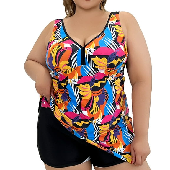 WXLWZYWL Swimsuit Plus Size Women's Plus Size able And Backless TankiniSwimsuit Camisole Drawstring Flat Angle Swimsuit Set Split Swimsuit Set Swimwear Beachwear