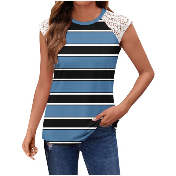 WXLWZYWL Tank Tops for Women Lace Sleeveless Camisole Casual V Neck Striped Summer Blouses 2026