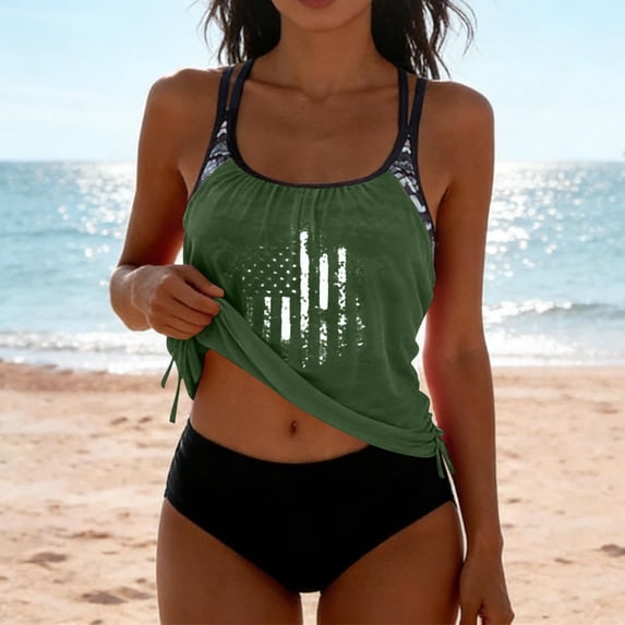 WXLWZYWL Tankini Swimsuits for Women Tummy Control Two Piece Bathing Suits Flowy Swim Tops with Boy Shorts