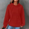 thumbnail image 1 of WXLWZYWL Women Waffle Knit Cute Hoodies Drawstring Long Sleeve Pullover Sweatshirts Casual Fall Sweaters Comfy Fall Clothes Outfits Knit Top with Pocket, 1 of 6
