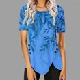 thumbnail image 1 of WXLWZYWL Tops for Womens Plus Size Round Neck Short Sleeve Blouses Floral leaves Printing Button Down Casual Loose Summer Tunic Shirts, 1 of 5