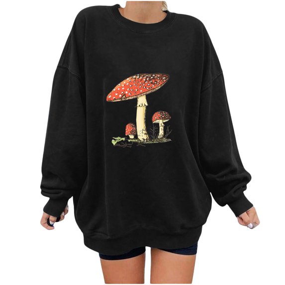 WXLWZYWL Trendy Sweatshirts For Women 2023 Women Casual Full Sleeve Round Neck Tops Loose Blouse Sun And Print Graphic Sweatshirt