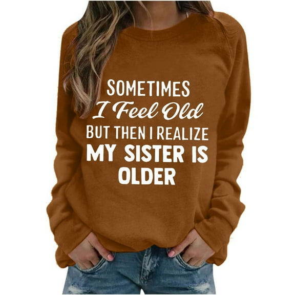 WXLWZYWL Trendy Sweatshirts For Women 2023 Women Casual Full Sleeve Round Neck Tops Loose Letter Print Graphic Sweatshirt