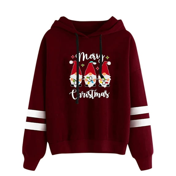 WXLWZYWL Trendy Sweatshirts For Women 2023 Women Casual Hooded Slim-Fit Christmas Printing Double Horizontal Coat