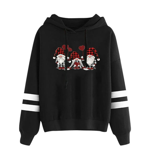 WXLWZYWL Trendy Sweatshirts For Women 2023 Women Casual Hooded Slim-Fit Christmas Printing Double Horizontal Coat