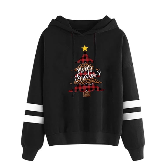 WXLWZYWL Trendy Sweatshirts For Women 2023 Women Casual Hooded Slim-Fit Christmas Printing Double Horizontal Coat