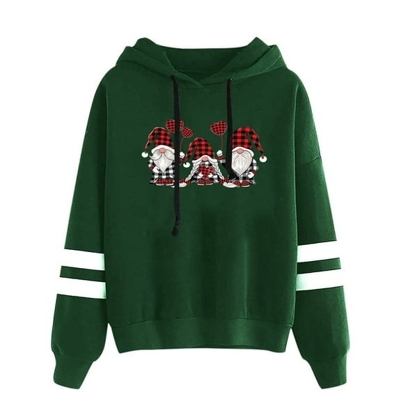 WXLWZYWL Trendy Sweatshirts For Women 2023 Women Casual Hooded Slim-Fit Christmas Printing Double Horizontal Coat