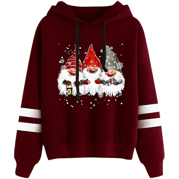 WXLWZYWL Trendy Sweatshirts For Women 2023 Women Casual Hooded Slim-Fit Christmas Printing Double Horizontal Coat