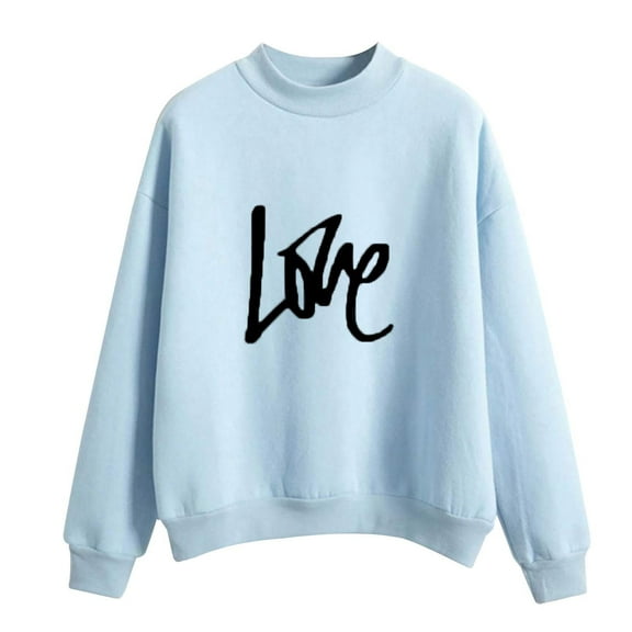 WXLWZYWL Trendy Sweatshirts For Women 2023 Women Casual Print Round Neck Loose Long Sleeve Short Tops Blouse Hoodless Sweatshirts