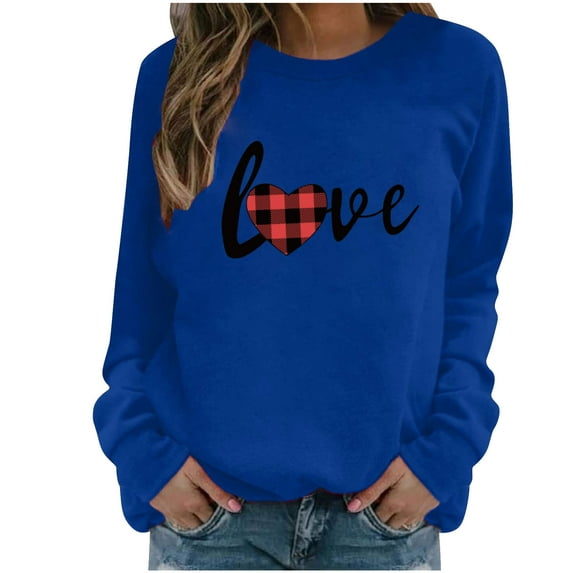WXLWZYWL Trendy Sweatshirts For Women 2023 Women Casual Valentine'S Day Printing Long Sleeve Tops Hoodless Sweatshirts
