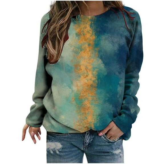 WXLWZYWL Trendy Sweatshirts For Women 2023 Women Classic And Winter Floral Print Crewneck Long Sleeve Loose Sweatshirt Tops