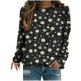 thumbnail image 1 of WXLWZYWL Trendy Sweatshirts For Women 2023 Women Classic And Winter Floral Print Crewneck Long Sleeve Loose Sweatshirt Tops, 1 of 5