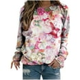 thumbnail image 1 of WXLWZYWL Trendy Sweatshirts For Women 2023 Women Classic And Winter Floral Print Crewneck Long Sleeve Loose Sweatshirt Tops, 1 of 5