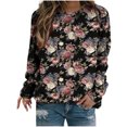 thumbnail image 1 of WXLWZYWL Trendy Sweatshirts For Women 2023 Women Classic And Winter Floral Print Crewneck Long Sleeve Loose Sweatshirt Tops, 1 of 5