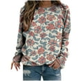 thumbnail image 1 of WXLWZYWL Trendy Sweatshirts For Women 2023 Women Classic And Winter Floral Print Crewneck Long Sleeve Loose Sweatshirt Tops, 1 of 5