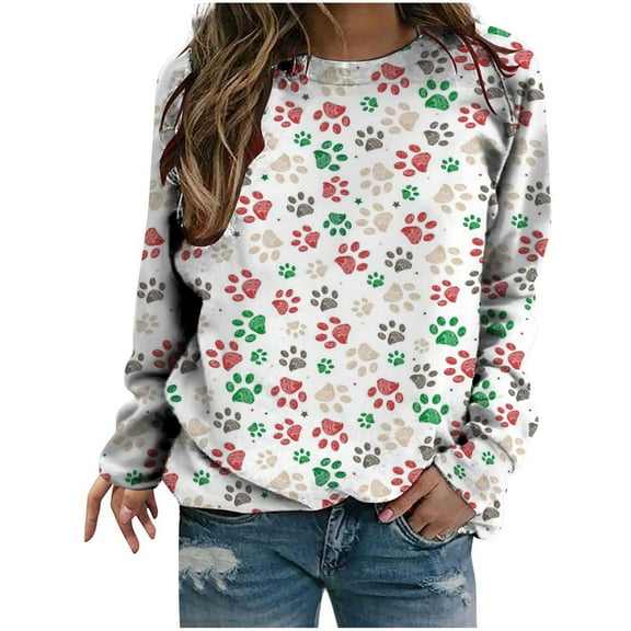 WXLWZYWL Trendy Sweatshirts For Women 2023 Women Classic St. Patrick Print Crewneck Long Sleeve Loose Sweatshirt Tops
