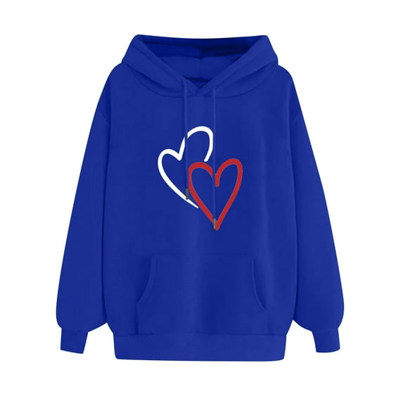 WXLWZYWL Trendy Sweatshirts For Women 2023 Women'S Comfortable Sweater Heart Pattern Printed Women'S Hooded Pocket Drawstring Sweater