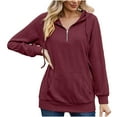 thumbnail image 1 of WXLWZYWL Trendy Sweatshirts For Women 2023 Women'S New Solid Color Hooded Loose Long Sleeve Sweater, 1 of 5