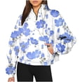 thumbnail image 1 of WXLWZYWL Trendy Sweatshirts For Women 2023 Women'S Printed Long-Sleeved Half-Zip Hoodless Stand-Up Collar Hoodie, 1 of 4