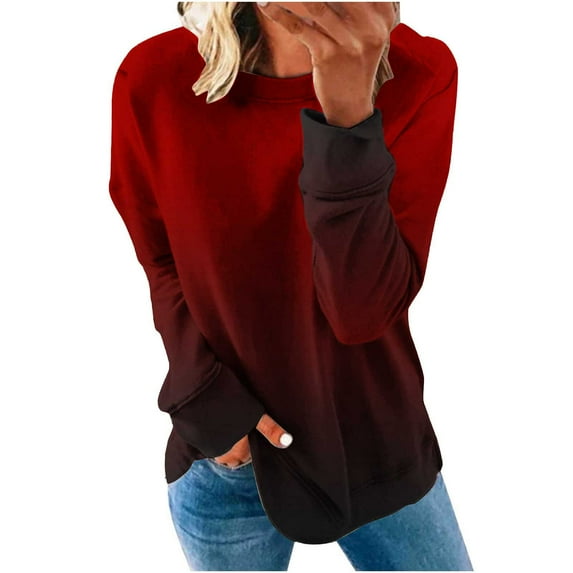 WXLWZYWL Trendy Sweatshirts For Women 2023 Women'S Round Neck Casual Long Sleeve Print Sweatshirt Tops Blouse